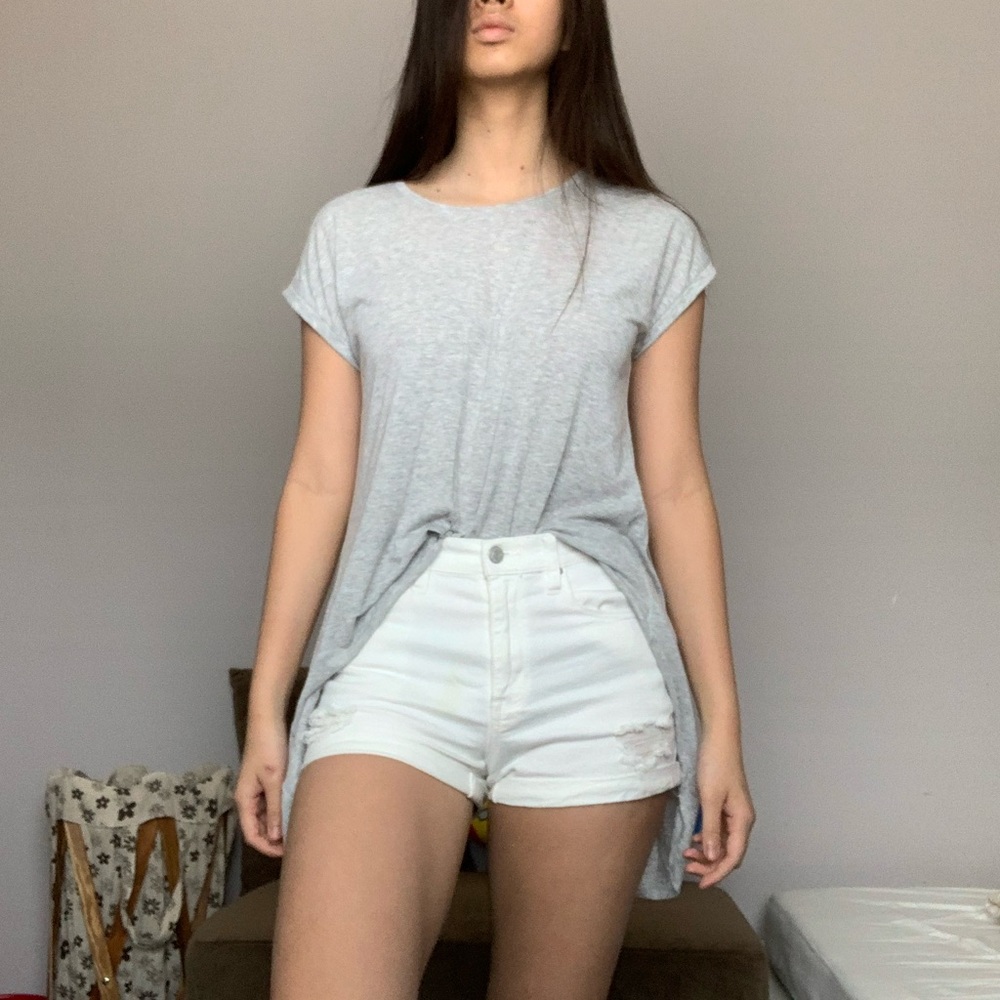 Topshop Grey Gray Back Slit Top